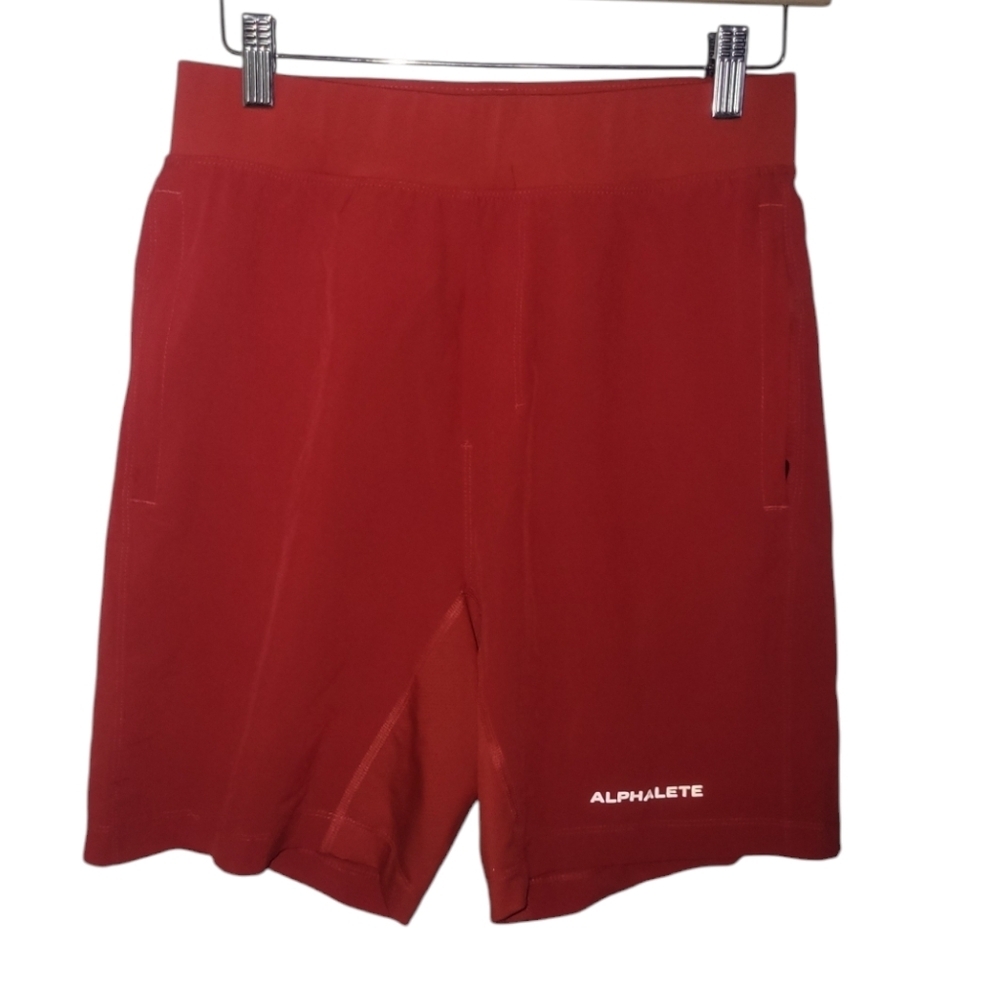 Alphalete Flex Workout Gym Walking Running Red Sports Shorts - Men's